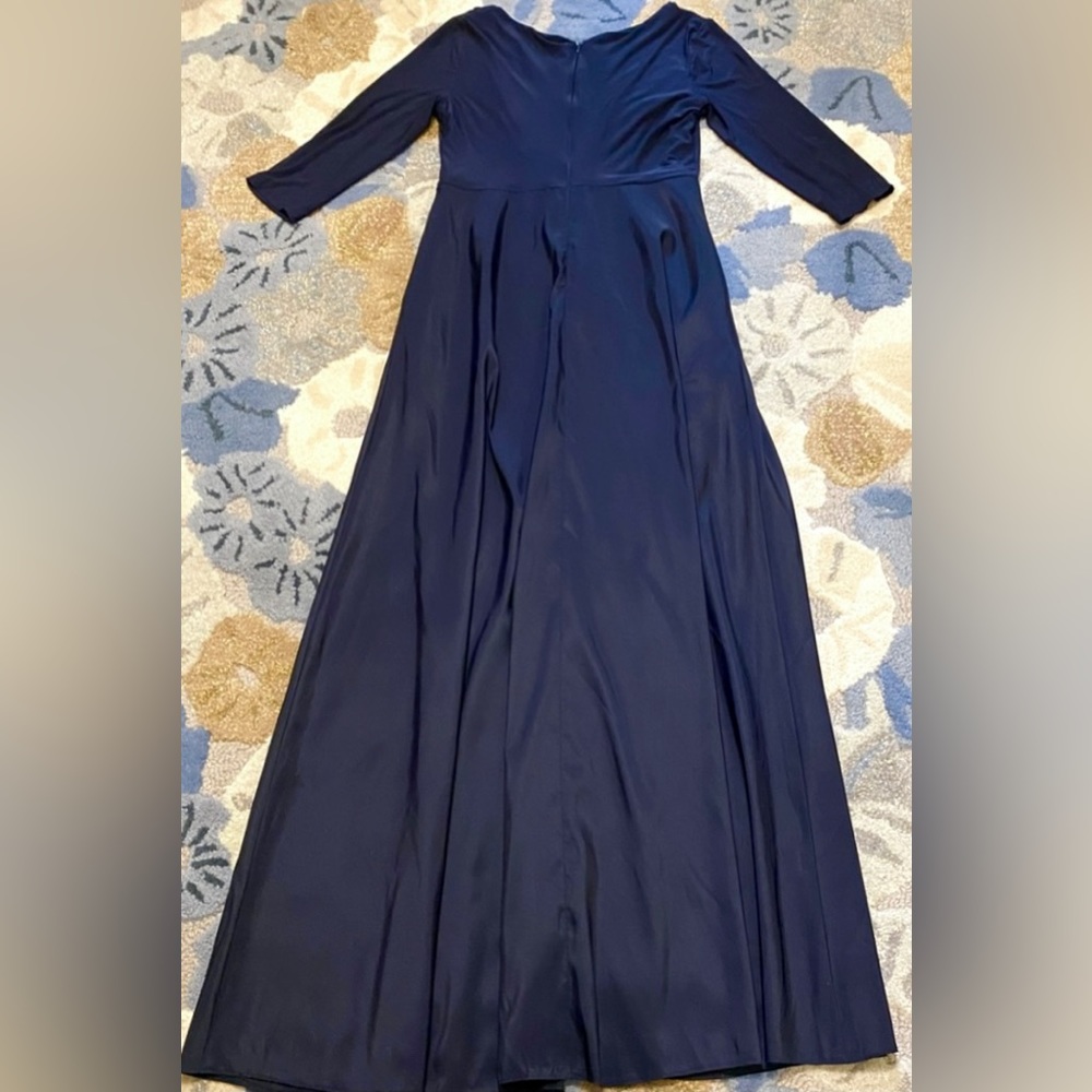 Alfred Sung Mikado Midnight Blue Gown B1 - Picture 7 of 8